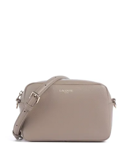 Lacoste Umhängetasche Champs-Elysées – Elegante 20 cm Umhängetasche in Taupe - Umhängetasche aus hochwertigem genarbtem Spaltleder, ideal für modebewusste Frauen. Verstellbarer Schultergurt und praktisches Innenfach für optimale Organisation.