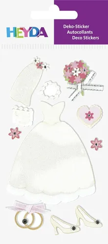 Sticker Stick-On`s Mix "Hochzeitskleid" 11-teilig ~ 3D Sticker Einladung