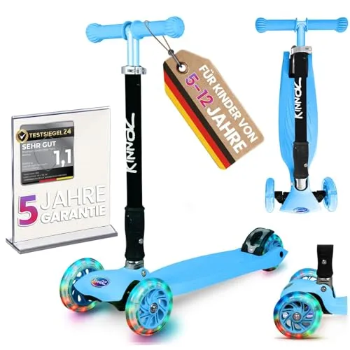 kinnaz Two Kinderroller – Faltbar und Höhenverstellbar mit LED Rädern - Der kinnaz Two Kinderroller sorgt für Spaß und Sichtbarkeit dank batterieloser LED Räder. Stufenlos höhenverstellbar und klappbar, ideal für Kinder von 5 bis 9 Jahren. Mit robustem Design und sicherem Fahrverhalten.