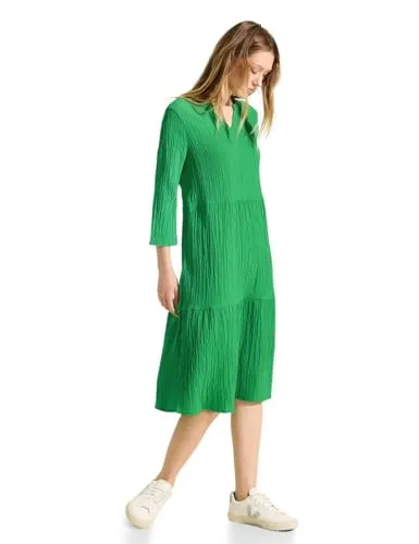 CECIL Damen B144064 Struktur Tunika Kleid, Fresh Apple Green, XXL - Freizeitkleider für Damen, pflegeleicht und bügelfrei, ideal für Sommerlooks mit Volants und 3/4-Arm.