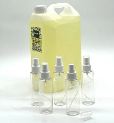 Uzman Eau de Cologne Kolonya 80° Limon Kolonyasi 5 Liter mit 5x 100ml Abfüllflaschen, Zitronen Duftwasser Eau de Cologne
