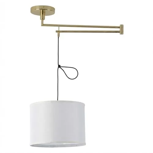 B·LED BARCELONA LED Pendelleuchte mit Gelenk E27 - Elegante Pendelleuchte für stilvolle Raumgestaltung, mit schwenkbarem Arm für gezielte Lichtlenkung und weichem Textilschirm für eine gemütliche Atmosphäre.
