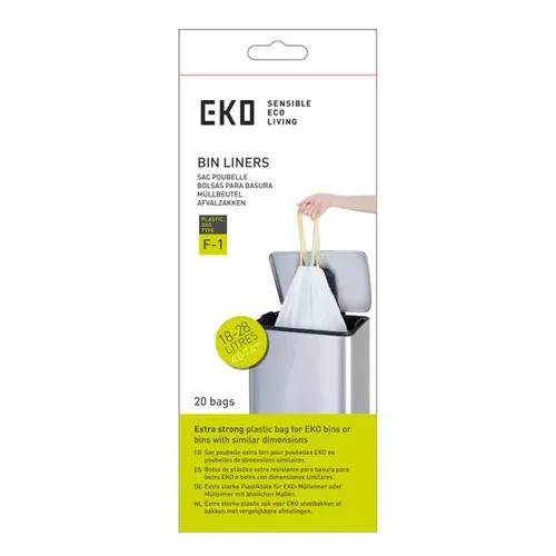 Müllbeutel EKO Type F1 Müllsäcke 30,3 L weiß 20 Beutel mit Zugband, passende Abfallbeutel für EKO Abfallbehälter 31993024