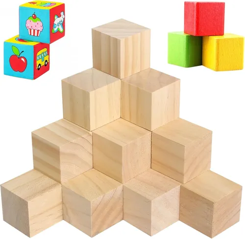 Stück Holz Würfel 40mm Kleine Holzwürfel Natürliche Blanko DIY Holzblöcke Hol 24
