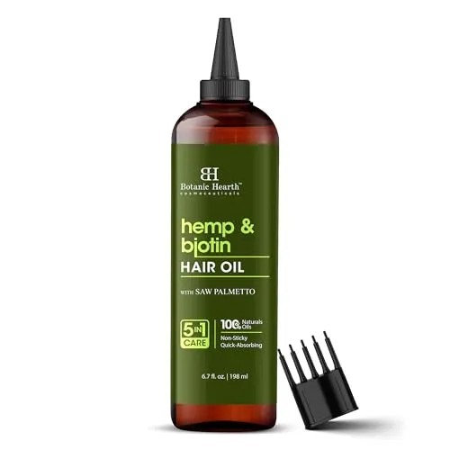Botanic Hearth Hanf- und Biotin-Haaröl (6,7 fl oz) | Nährende und stärkende Haarbehandlung für dickeres, gesünder aussehendes Haar | Parabenfrei | Für alle Haartypen geeignet