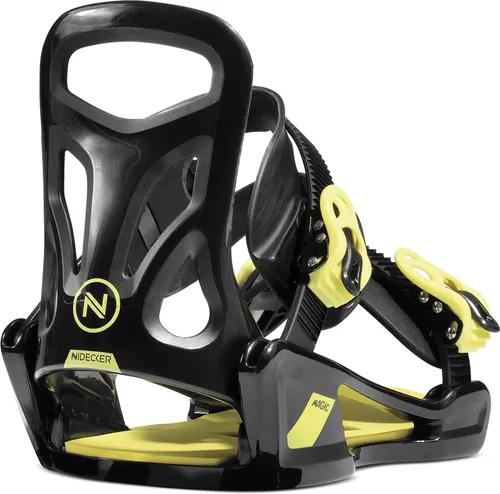 NIDECKER MAGIC Bindung 2025 black - S - Snowboard Bindungen für Kinder, mit leicht anpassbaren Ankle und Toe Straps, ideal für kleinen Rippern, die den Berg erobern wollen!