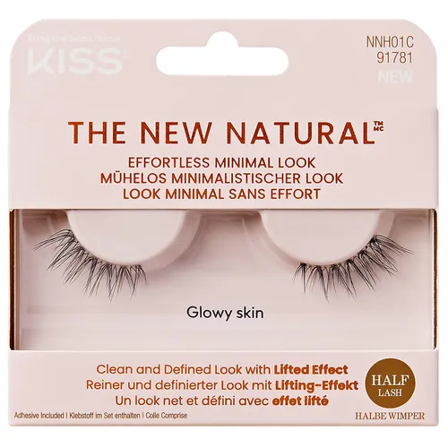 KISS The New Natural Half Lash "Glowy Skin" – Künstliche Wimpern für einen natürlichen Look - Wiederverwendbare Half Strip Lashes mit unsichtbarem Wimpernband für eine einfache Anwendung und hohen Tragekomfort. Ideal für einen dezenten Wimpernaufschlag. Erhältlich in verschiedenen Packungsgrößen.
