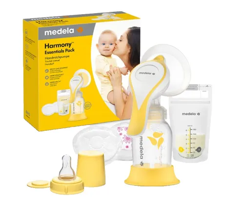 Medela Harmony Essentials Pack – Handmilchpumpe für bequemes Abpumpen - Milchpumpen-Set für unterwegs: Leise, handlich und kabellos mit PersonalFit Flex Brusthaube für optimalen Komfort und effizientes Abpumpen.