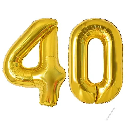 Geburtstag zahlen luftballon 40 jahre | Folienballon Gold- Folienballon in 40"-101cm Geburtstagsdeko - Ballon Zahl Deko zum Geburtstag fliegt mit Helium für Männer Frauen 40.Geburtstagsparty Jubiläum