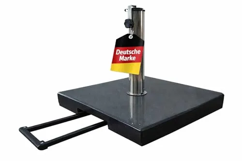 Gardissimo MOVE 70kg Granit-Schirmständer mit Trolley-Funktion - Robuster 70kg Granit-Schirmständer mit praktischer Trolley-Funktion und Rollen für einfache Mobilität. Ideal für Terrasse und Garten, bietet er stabilen Halt für Sonnenschirme bis 54mm Durchmesser.