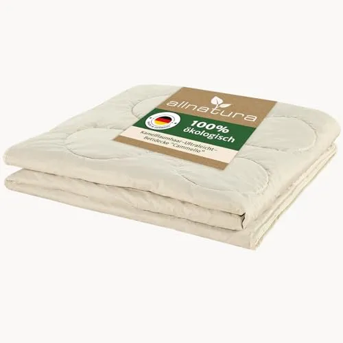 allnatura Kamelflaumhaar leichte Übergangsdecke Cammello 135x200 – atmungsaktive Bettdecke für milde Nächte – Feuchtigkeitsregulierende Naturfaser – Nachhaltig & Made in Germany