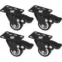 HMF 6710 Schwerlastrollen Bremse Polyurethan 4 Stück 38 mm bis 300 kg Schwarz