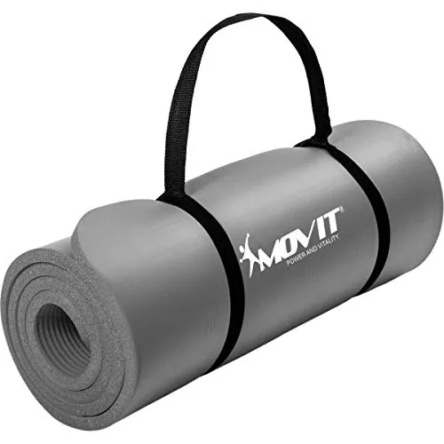 MOVIT Gymnastikmatte, hautfreundlich und phthalatfrei, in 3 Größen und 12 Farben - Auswahl: 190cm x 60cm x 1,5cm in grau