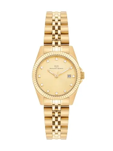 Rhodenwald & Söhne Quarzuhr Cassina gelbgold - Elegante Armbanduhr mit goldfarbenem Zifferblatt und hochwertigem Edelstahlarmband, wasserdicht bis 5 bar – ideal für stilbewusste Frauen.
