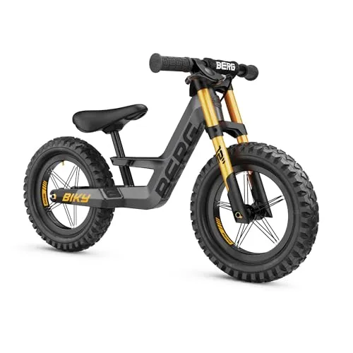 Berg Biky Cross Grau Laufrad - Kinderfahrzeug für 2-5 Jahre, leichtes Magnesium, verstellbarer Sattel und Handbremse für sicheres Fahren und einfaches Manövrieren.