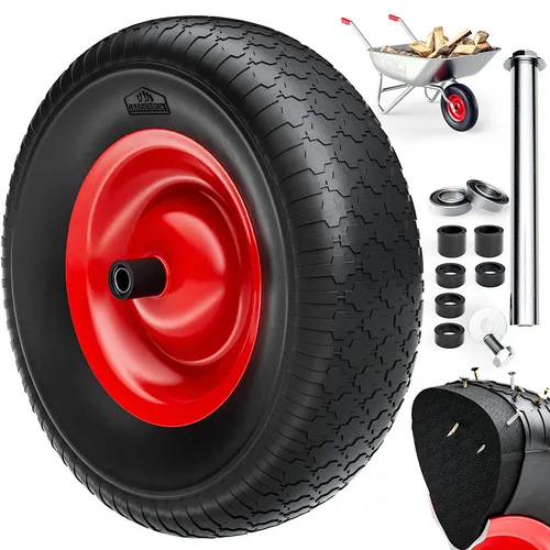 GARDEBRUK® Schubkarrenrad PU Vollgummi 4.80/4.00-8 - Pannensicheres Schubkarrenrad mit 200kg Tragkraft, ideal für Garten und Baustelle. Vollgummireifen bieten hohen Fahrkomfort und perfekten Grip auf unebenen Böden.
