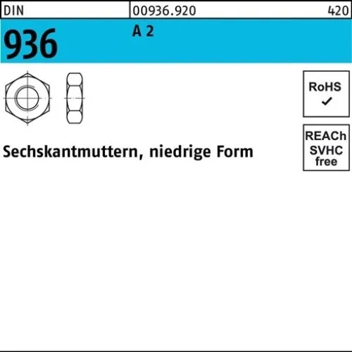 50er PACK(Stk)  000936920000100000 Sechskantmutter DIN 936 M 10 A 2