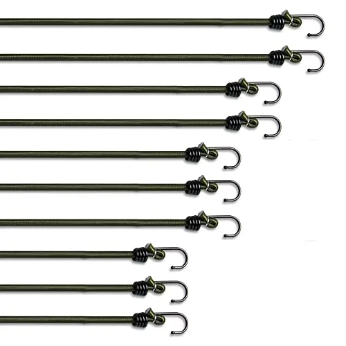 Pluvios Schwerlast 10 Pack Elastisch Spanngummis mit Haken an beiden Enden Camping Shelter Basha Garten Auto DIY - 2 Jahre Garantie (Mix)