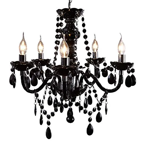Riess-Ambiente Kronleuchter BLACK CRYSTAL 55cm - Eleganter Kronleuchter im Barock Design, ideal für Wohnzimmer oder Schlafzimmer. Aus hochwertigem Acryl, 5-flammig, schafft eine stilvolle Atmosphäre in Ihrem Zuhause.