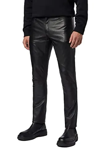 Lederhose Ricano 501 SlimFit Schwarz W32 - Hochwertige Herren-Lederhose aus Lammnappaleder, atmungsaktiv und feuchtigkeitsabführend – ideal für jede Jahreszeit und Freizeitaktivitäten.