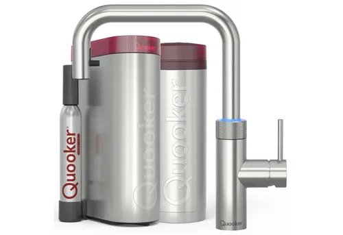 Quooker PRO3 & CUBE | Flex Square SST – Kochend & Kühles Wasser - Erleben Sie kochendes und gekühltes Wasser direkt aus der Armatur. Mit sicherem Ausziehauslauf und kindersicherem Bedienknopf. Inklusive CUBE-Filter für optimale Qualität.