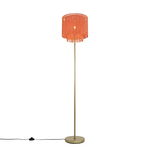 Qazqa Orientalische Stehlampe Franxa - Elegante LED-Lampe mit Fransen - Standleuchten & Deckenfluter – Diese stilvolle Stehlampe in Gold und Messingrosa bringt orientalisches Flair in Ihr Zuhause und ist LED geeignet.