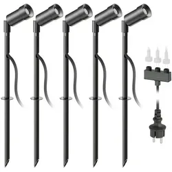 ledscom.de LED Gartenstrahler Spico schwarz mit Erdspieß für außen - Praktischer 5er Set Gartenstrahler mit 105 lm Leuchtkraft. Ideal für den Außenbereich dank IP44-Schutz. Flexibel einsetzbar und einfach zu installieren – perfekt für Gartenwege und Blumenbeete.