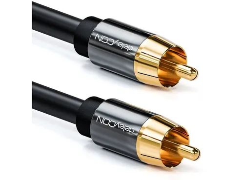 deleyCON deleyCON 5m Subwoofer Kabel Cinch RCA Kabel 2x Cinch Stecker HiFi Audio- & Video-Kabel
