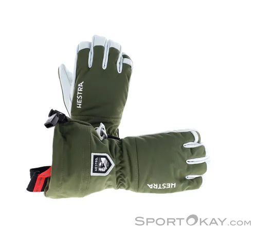 Hestra Army Leather Heli Ski 5 Finger Handschuhe - Olive, Größe 7 - Hochwertige Ski-Handschuhe für Herren, aus robustem Ziegenleder und wetterfestem Polyamid, bieten optimale Wärme und Flexibilität für anspruchsvolle Skifahrer.