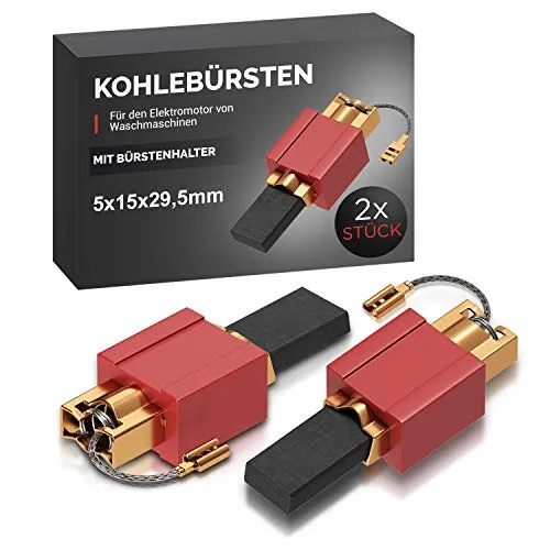 VIOKS 2x Motorkohlen Set Ersatz für Mielе Kohlebürsten 4297413/4297414 /4297410 - Kohlestifte mit Halter 4,8 mm AMP 5 x 15 x 29,5/27mm / Ersatz Kohlebürsten für Waschmaschine Trockner W700 W961
