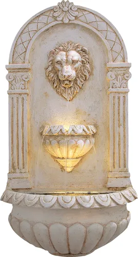 Ubbink Acqua Arte Polyresin-Wandbrunnen Assoro mit LED-Beleuchtung - Gartenbrunnen mit antikem Design, ca. H80 cm, aus leichtem Polyresin, inkl. energiesparender LED-Beleuchtung für stimmungsvolle Abende im Garten.