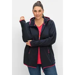 Fleecejacke SHEEGO, Damen, Gr. 56/58, blau (tiefblau), 75% Polyester, 20% Baumwolle, 5% Elasthan, Jacken