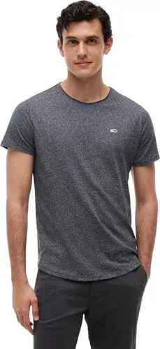 Tommy Jeans Herren Tjm Xslim Jaspe Neck Ext Kurzarm T-Shirt, Blau (Twilight Navy), L EU - T-Shirts für Herren aus 50% Bio-Baumwolle und 50% Polyester, ideal für lässige Looks und hohen Tragekomfort, perfekt kombinierbar mit Jeans oder Shorts.