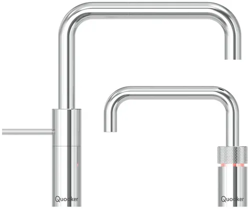 QUOOKER Küchenarmatur Nordic Square Twintaps PRO3 Reservoir verchromt - Armatur mit 7 Jahren Garantie, bietet kochendes Wasser auf Knopfdruck und vereinfacht die Küchenarbeit.