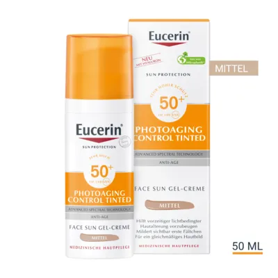 EUCERIN Sun CC Creme getönt mittel LSF 50+ 50 ml - Getönte Sonnencreme mit hohem UV-Schutz für alle Hauttypen. Erzeugt einen ebenmäßigen Teint und enthält Hyaluronsäure zur Unterstützung der Haut. Ideal auch für empfindliche Haut.