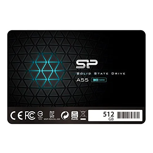 Silicon Power SSD 512GB A55 - 3D NAND Performance Boost - Externe Festplatten mit 3D NAND-Flash für hohe Übertragungsgeschwindigkeiten und SLC Cache für verbesserte Leistung. Ideal für Ultrabooks, stoßfest und mit 3 Jahren Garantie.