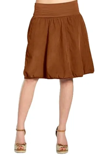 Caspar RO004 Damen Cord Rock - Rost, Größe S-M - Eleganter knielanger Faltenrock aus hochwertigem Feincord. Ideal für den Übergang, kombiniert mit Strumpfhosen. Hoher Tragekomfort dank elastischem Bund. Erhältlich in mehreren Größen und Farben. Caspar Fashion - Made in Italy.