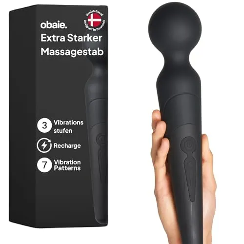 obaie Extra Starker Massagestab - Magic Wand Sexspielzeug - Klitoris Stimulator für Sie Extra Stark - Wiederaufladbar & Wasserdicht Massagestab - Vibration für Frauen - Schwarz