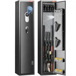 VEVOR Waffenschrank Gewehrtresor mit Fingerabdruckschloss - Tresor für 5 Gewehre und 4 Pistolen, sicher mit Fingerabdrucktechnik und verstellbaren Ablagen für optimale Nutzung.