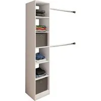 VCM Regal Dacho - Kleiderregal 2 Stangen, Weiß - Drohnenzubehör: Hochwertiges Kleiderregal mit variabel ausziehbarer Kleiderstange und 6 offenen Fächern für optimalen Stauraum.