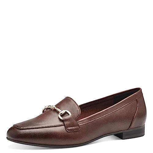 MARCO TOZZI Damen Loafer Elegant aus Kunstleder, Braun (Chestnut), Größe 39 - Slipper & Mokassins für Damen mit softiger Feel me Sohle für optimalen Tragekomfort, ideal für Büro und Freizeit.