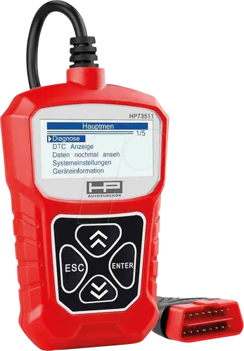 HP OBD II Diagnosegerät 75311 - OBD-Scanner für alle Fahrzeugmarken, mit Plug & Play-Funktion, großem beleuchtetem Display und Unterstützung aller OBD-II Protokolle. Schnelles Scannen und Löschen von Fehlercodes.