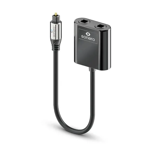 Sonero Optischer Audio Splitter 1x2 0,15m - HiFi-Kabel für eine zuverlässige Audioübertragung, ermöglicht den Anschluss von zwei Geräten an eine Quelle für flexibles Hören.