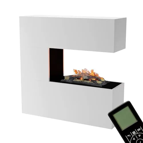GLOW FIRE Wasserdampf Kamin Schiller - Realistischer Elektrokamin mit Fernbedienung - Elektrischer Kamin mit Opti-Myst Wasserdampftechnologie für täuschend echte Flammen und gemütlichen Knistereffekt. Ideal als Raumtrenner, energieeffizient und sicher ohne Rauch.