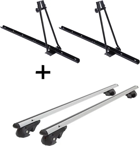 Fahrradträger Set für Opel Astra Caravan 92-04 - 2x ORION Fahrradträger + VDP004 L Dachträger, ideal für den aufrechten Transport von bis zu 2 Fahrrädern, einfach zu montieren und für alle Fahrradtypen geeignet.