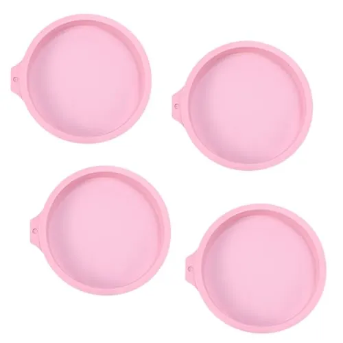 NCOALE 4 Stück Silikon Backform Rund, 6 Zoll Silikonform Rund Set Kleine Kuchenform Antihaft Schichtkuchen Backform Tortenboden für Schichtkuchen, Obstkuchen, Pizza, Pudding (15cm)