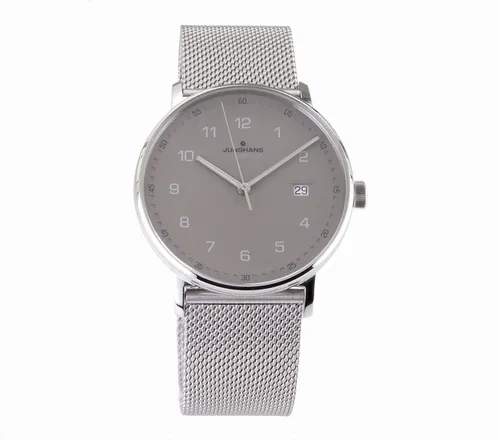 Junghans Herren Automatik Uhr Form A 39,5 mm - Elegante Armbanduhr für Herren mit mechanischem Uhrwerk und Sichtboden. Das zeitlose Design in Grau und Silber macht sie zum perfekten Begleiter für jeden Anlass.