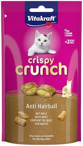 Vitakraft Crispy Crunch Classic, Katzen Leckerli, knuspriger Katzensnack gefüllt mit Malz, im wiederverschließbaren Beutel, ohne Zusatz von Zucker (1x 60g)