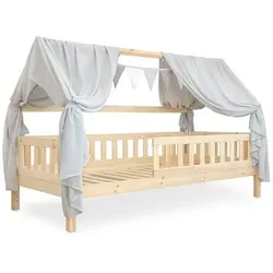 Ehrenkind Betthimmel Deko Hausbett - Bettdecken für Kinderzimmer, zaubert mit hochwertigem Betthimmel & Wimpelkette magische Momente, pflegeleicht bei 30°C Maschinenwäsche.