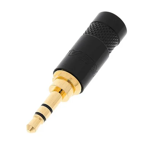 ev Rean NYS231B - 3,5 mm Stereo-Klinkenstecker, schwarz/silber, robuster Metallgriff für optimale Audioverbindung